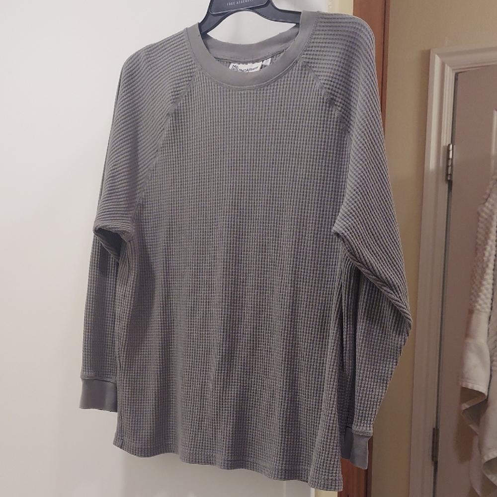 Gray Waffle-Knit Long Sleeve Shirt -  Men